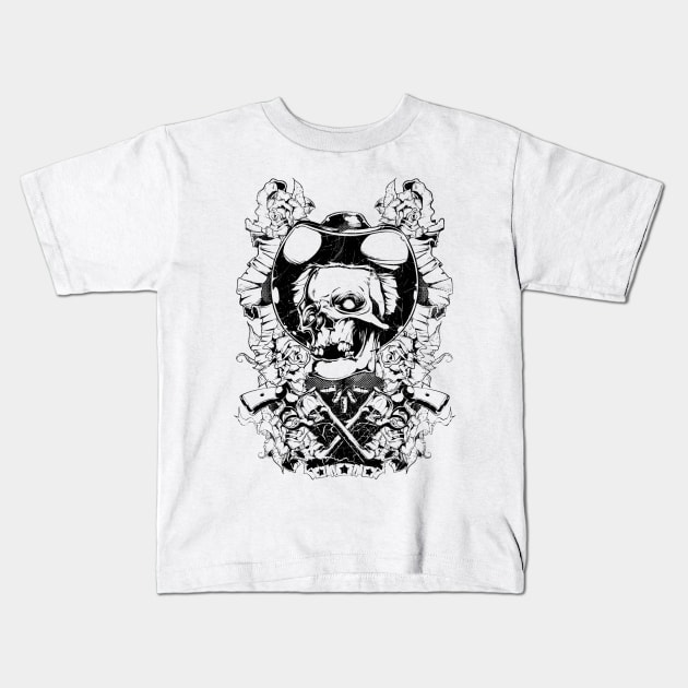 cowboy skull Kids T-Shirt by MuftiArt